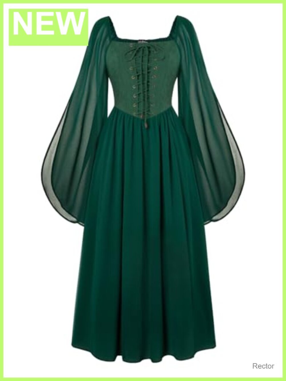 Renaissance Medieval Witch Dress Chiffon Bell Sleeve Costume